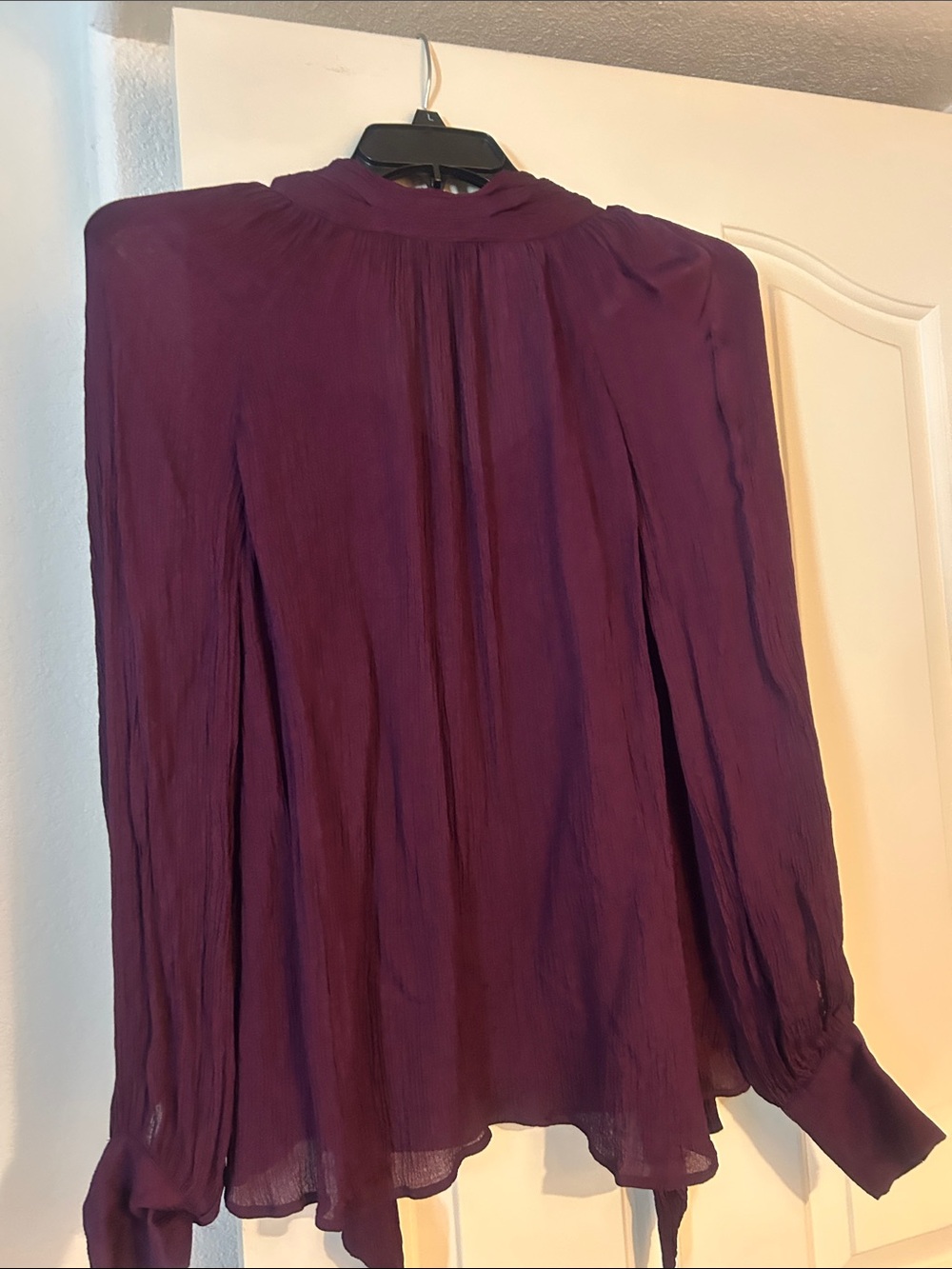 Pure Collection Plum Long-Sleeve Peasant Blouse